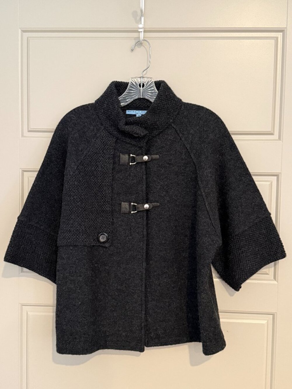 Antonio Melani Italian 100% Virgin Wool Toggle Swing Cape Jacket Coat